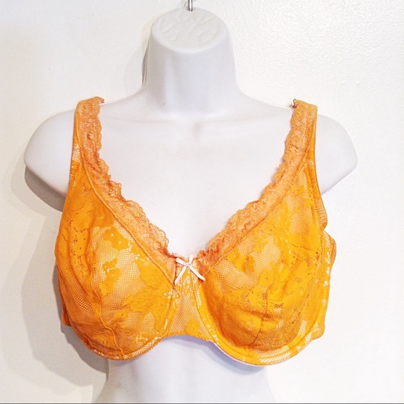 Cacique wire free unlined orange lace Cami Full Coverage bra plus size 18//20